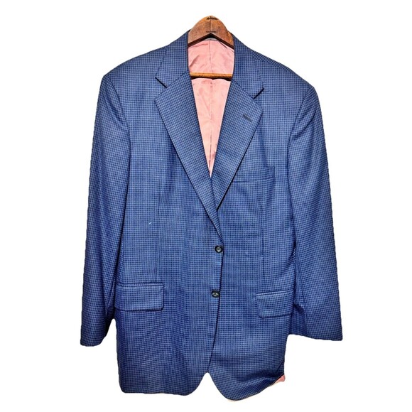 Tom James Executive Collection Men’s Blazer Blue Check 2-Button 40R Hand - Picture 1 of 9